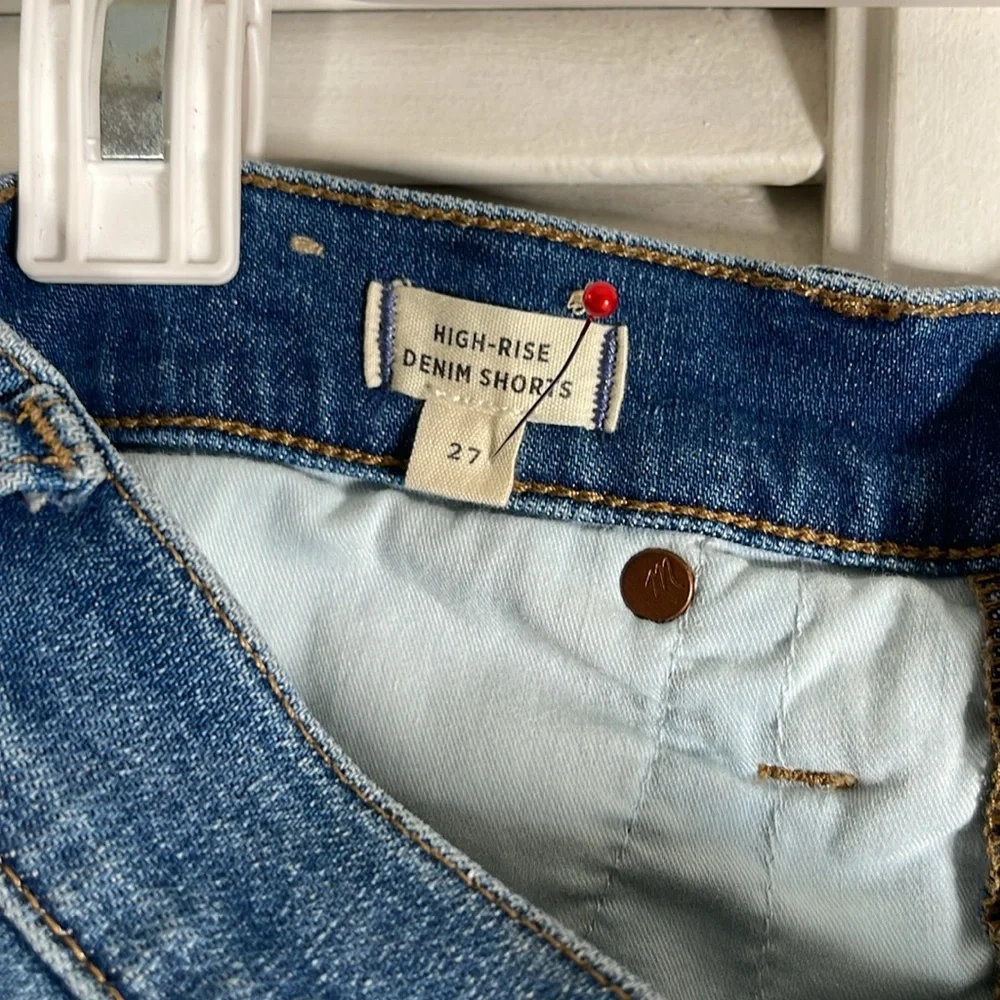 Madewell High Rise Denim Jean Shorts Frayed Hem Size 27 Cutoff Style‎